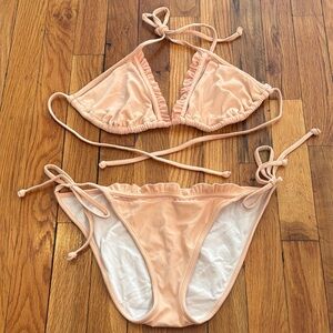 Victoria's Secret Peach Ruffle Tie Triangle Bikini